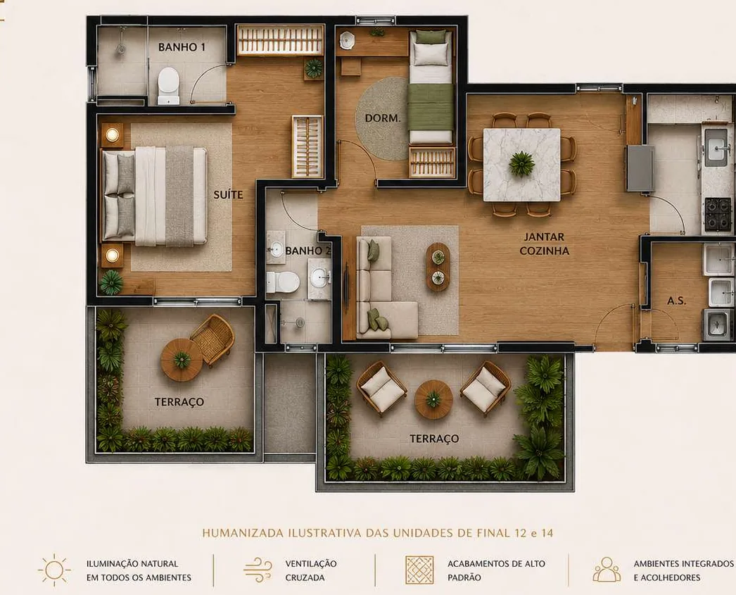 Segundo exemplo de planta humanizada do Essence Living